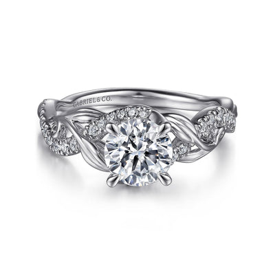 Round Diamond Floral Engagement Ring