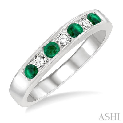 Channel Set Alternate Gemstone & Diamond Wedding Band