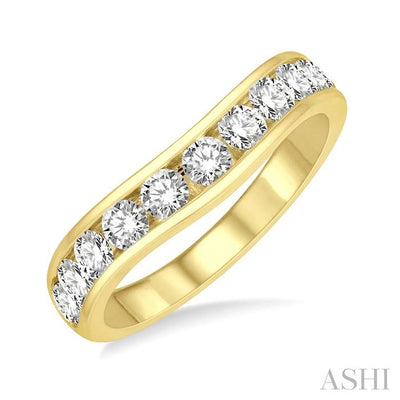 Channel Set Curved Diamond Wedding Band