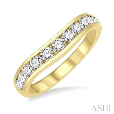 Channel Set Curved Diamond Wedding Band