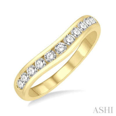 Channel Set Curved Diamond Wedding Band