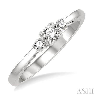 Round Shape Past Present & Future Diamond Engagement Ring