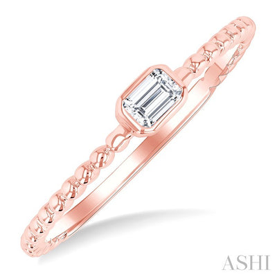 Bead Bijoux Emerald Shape East-West Bezel Set Petite Diamond Fashion Ring