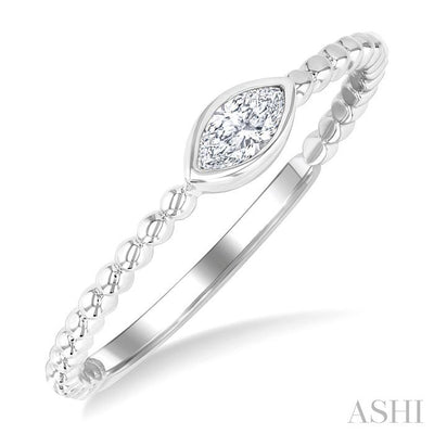 Marquise Shape East-West Bezel Set Petite Diamond Fashion Ring