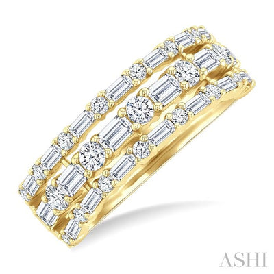 Three Row Baguette Diamond Fashion Band