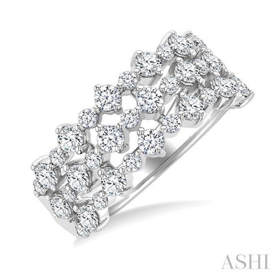 Bold Three Row Diamond Fashion Band
