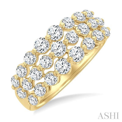 Three Row Diamond Fashion Band