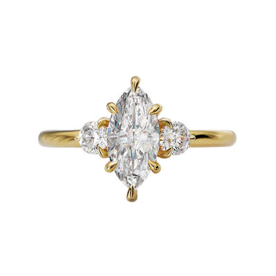Marquise Diamond Three Stone Engagement Ring