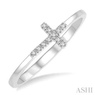 Sideway Cross Diamond Fashion Ring