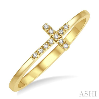 Sideway Cross Diamond Fashion Ring