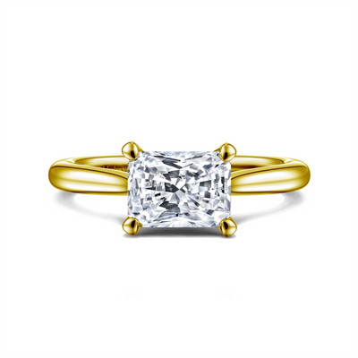 Radiant-cut Diamond East-West Solitaire Engagement Ring