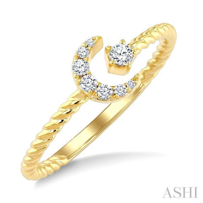 Stackable Crescent Moon & Star Diamond Fashion Ring