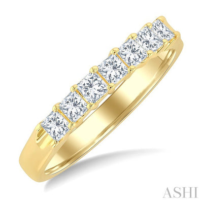 Princess Shape 7 Stone Diamond Wedding Band