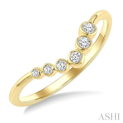 Graduated Wave Bezel Diamond Stackable Fashion Ring