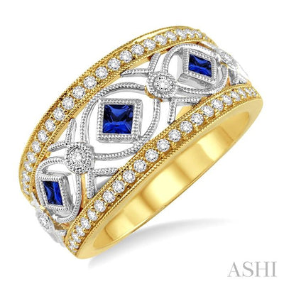 Princess Shape Gemstone & Diamond Fashion Band