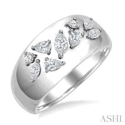 Mixed Shape Diamond Fashion Wide Band