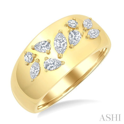 Mixed Shape Diamond Fashion Wide Band