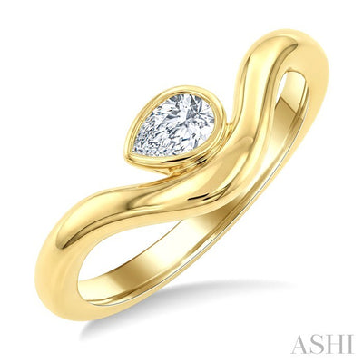 Pear Shape Curved Diamond Solitaire Ring