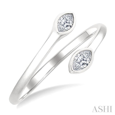 Marquise Shape Bezel Coil Diamond Fashion Ring