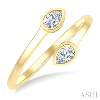 Pear Shape Bezel Coil Diamond Fashion Ring