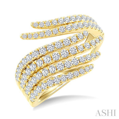 Feather Pave-Set Diamond Fashion Ring