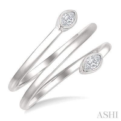 Marquise Shape Bezel Double Coil Diamond Fashion Ring