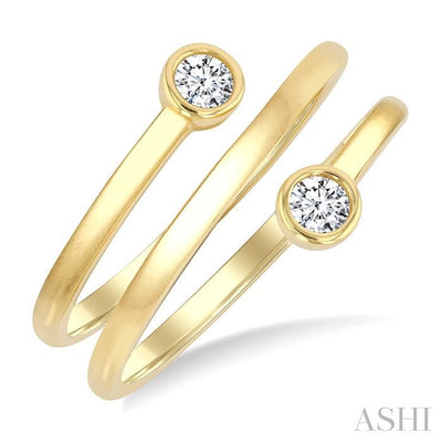 Round Shape Bezel Double Coil Diamond Fashion Ring