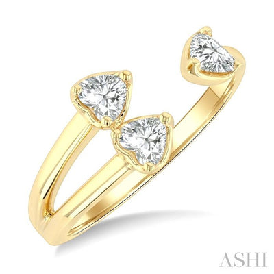 Triple Heart Diamond Fashion Open Ring