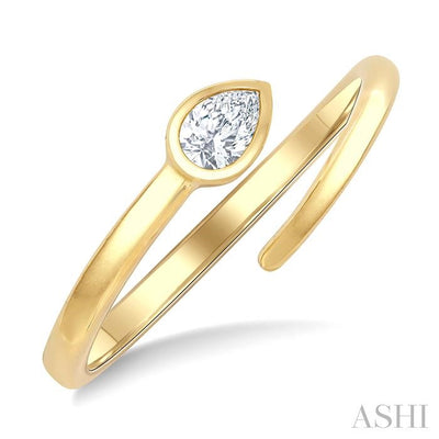 Pear Shape Bezel Bypass Diamond Fashion Ring