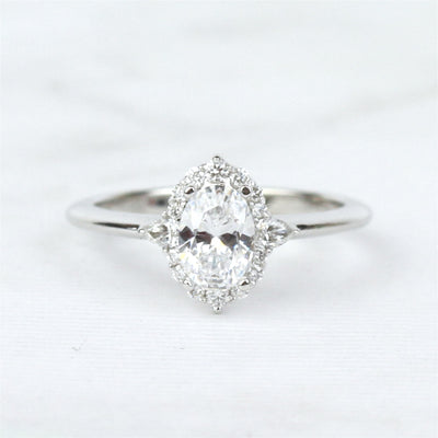 Oval Diamond Halo Engagement Ring
