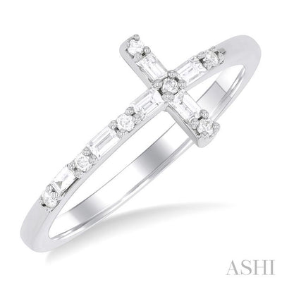 Sideway Cross Baguette Diamond Fashion Ring