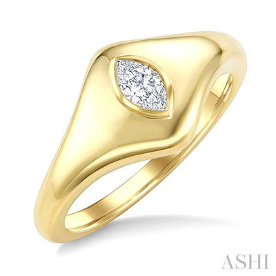 Golden Glow Marquise Shape Diamond Fashion Signet Ring