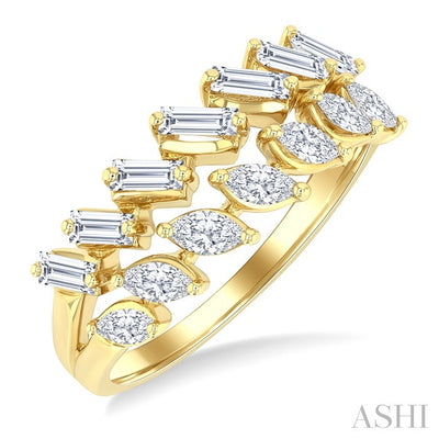 2 Row Mixed Shape Diamond Fashion Ring