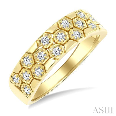 Hexagon Shape Weave Diamond Fashion Band