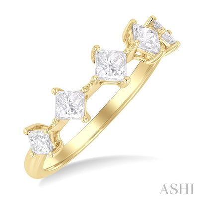 Princess Shape 5 Stone Half Eternity Diamond Fashion Band