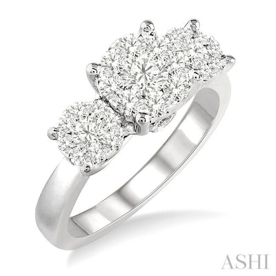Round Shape Past Present & Future Lovebright Essential Diamond Engagement Ring