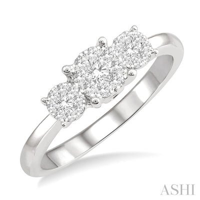 Round Shape Past Present & Future Lovebright Essential Diamond Engagement Ring