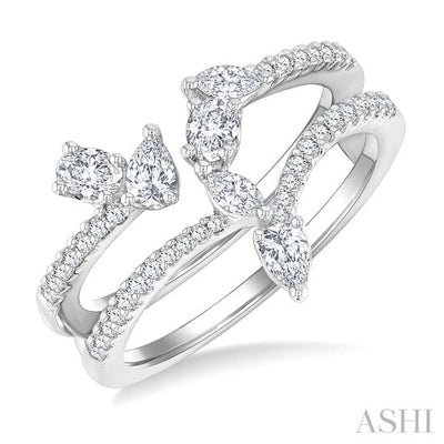Mixed Shape Diamond Fashion Open Ring