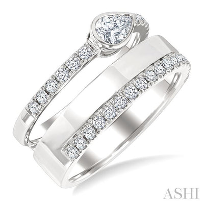 Pear Shape Bezel Diamond Fashion Open Ring