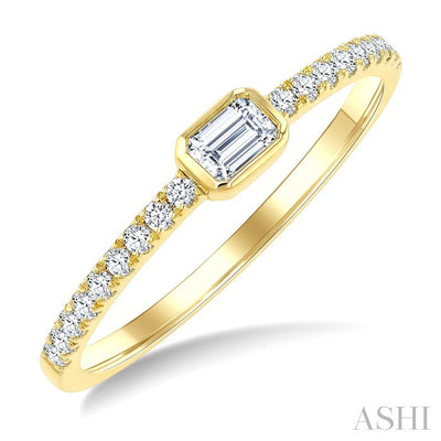 Emerald Shape Bezel Diamond Fashion Ring