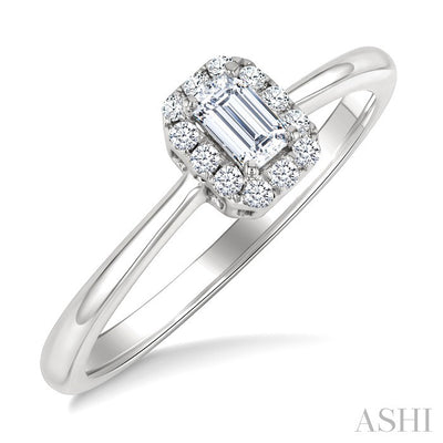 Emerald Shape Halo Diamond Fashion Ring