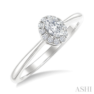 Oval Shape Halo Diamond Fashion Ring