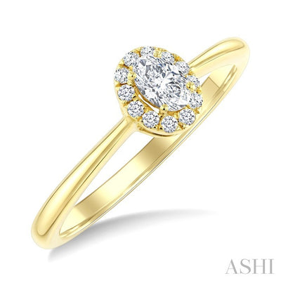 Oval Shape Halo Diamond Fashion Ring