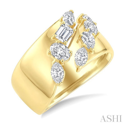 Mixed Shape Diamond Fashion Wide Band