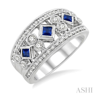 Princess Shape Gemstone & Diamond Fashion Band