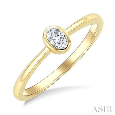 Oval Shape Bezel Set Diamond Fashion Ring