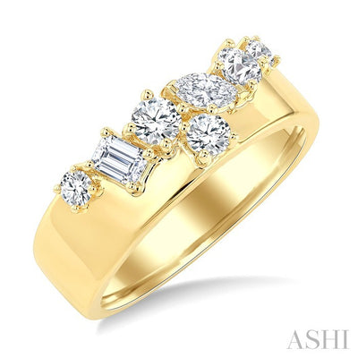 Mixed Shape Diamond Fashion Wide Band