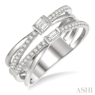 Criss Cross Baguette Diamond Fashion Ring