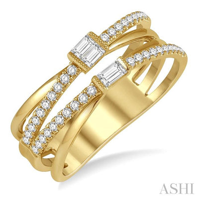 Criss Cross Baguette Diamond Fashion Ring