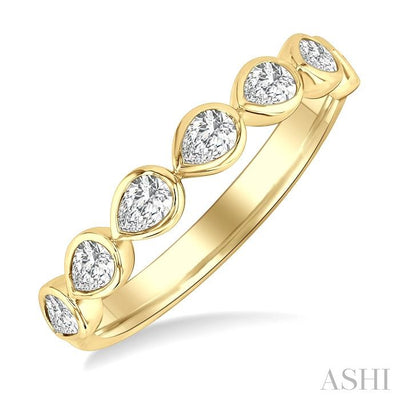 Pear Shape East-West Bezel Set Diamond Fashion Band